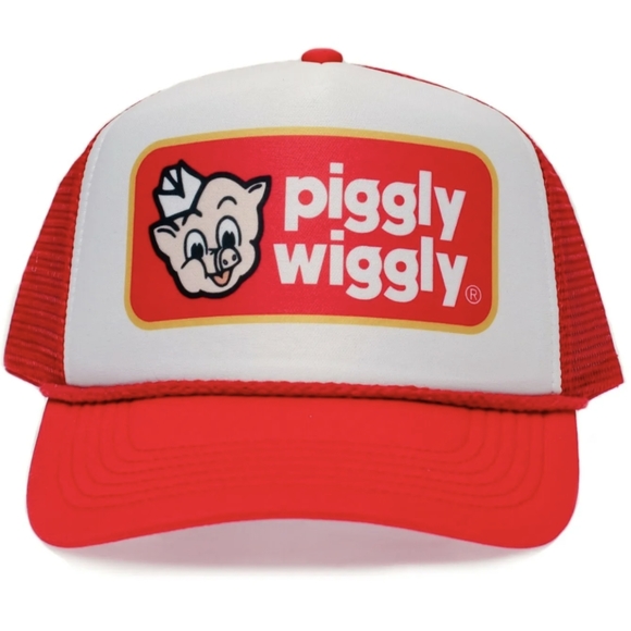 Piggly Wiggly Truckers Hat Foam Mesh Cap Grocery Store Pig Supermarket Multi 70s - Picture 1 of 4